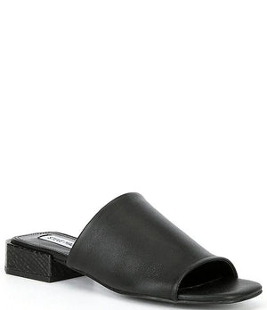 STEVE MADDEN ANDERS BLACK LEATHER SANDALS