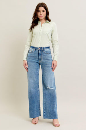 AALIYAH VINTAGE WASH WIDE LEG W DESTROY