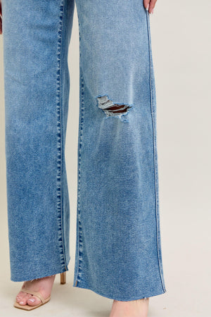 AALIYAH VINTAGE WASH WIDE LEG W DESTROY