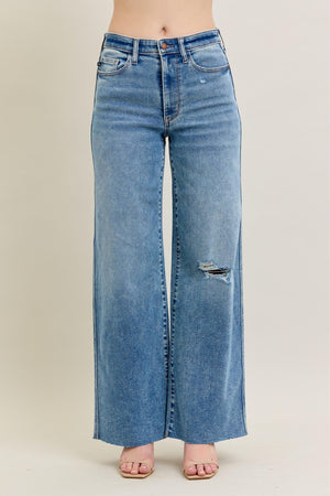 AALIYAH VINTAGE WASH WIDE LEG W DESTROY