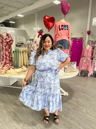 IRIS FLORAL EMBROIDERED DRESS