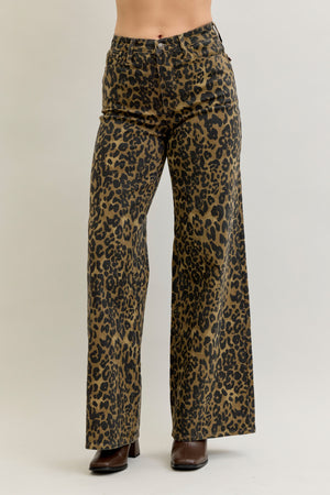 WILD THANG JUDY BLUE LEOPARD RETRO WIDE