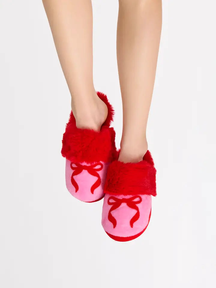 Pink & Red Bow Slippers