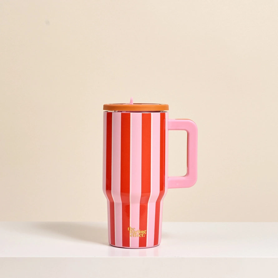 20 oz Lifestyle Flip Straw Tumbler–Sicily Stripes Pink