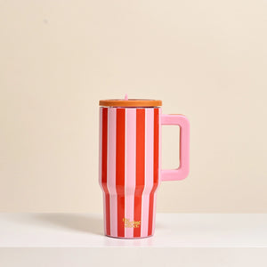20 oz Lifestyle Flip Straw Tumbler–Sicily Stripes Pink