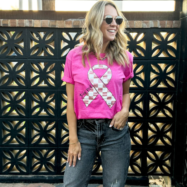 THINK PINK GLITTER TEE - Southern Melon Boutique