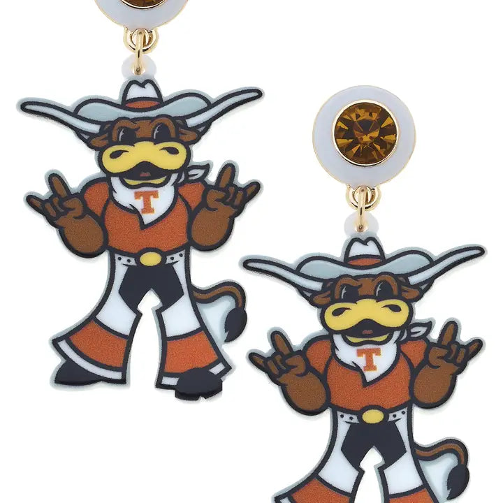 Texas Longhorns Bevo Resin Mascot Earrings