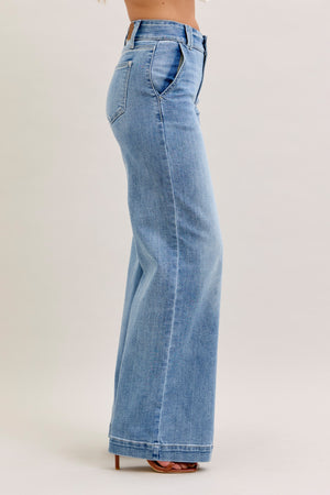 AVA HW JUDY BLUE WIDE LEG TROUSER