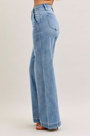 AVA HW JUDY BLUE WIDE LEG TROUSER