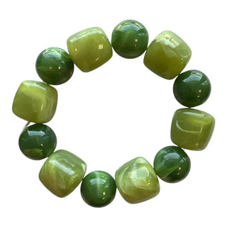 Mix Bead Stretch Bracelet - Greens