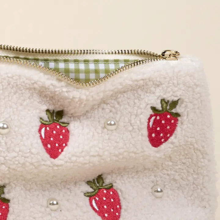 Teddy Pouch-Strawberries & Pearls