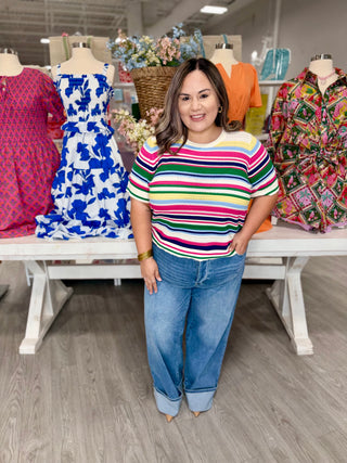 DEANNA Stripe Crochet  TOP