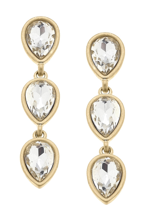 Clear- Jordan Rhinestone Teardrop Earrings