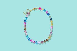 SOPHIE Beaded Necklace - Multi-Colored + Clear Beads