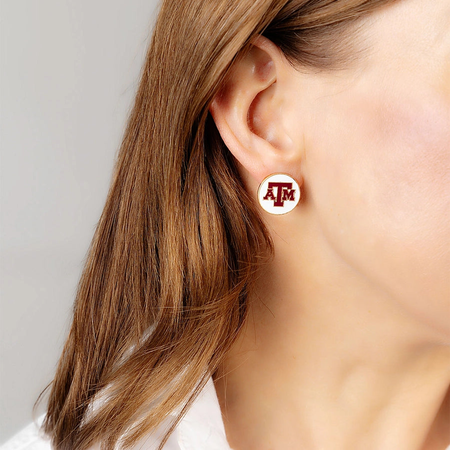 Texas A&M Aggies Enamel Disc Stud Earrings