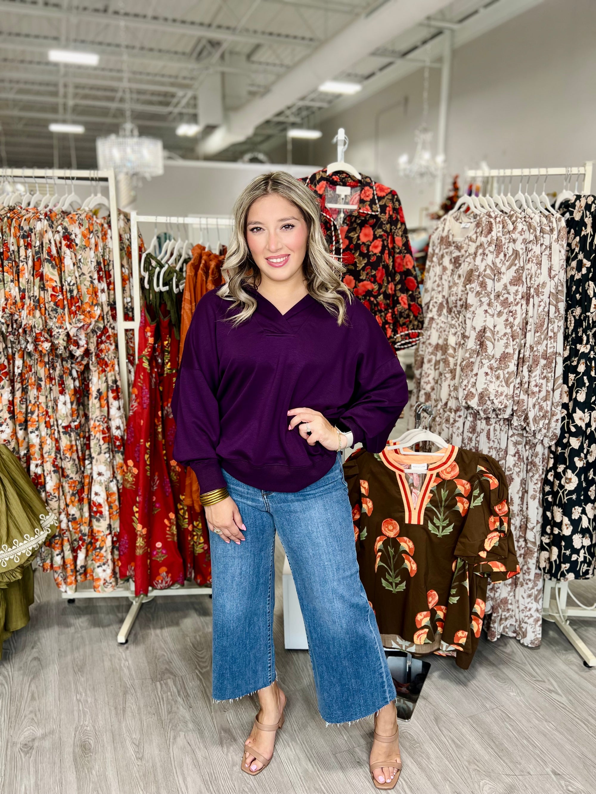 ROXANNE PLUM PULLOVER TOP