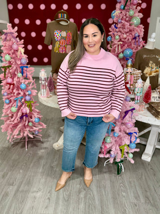 LEAH STRIPE TOP- PINK
