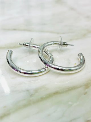CAMERON SHINY SILVER EARRINGS