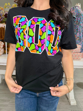 BOO WITH COLORFUL GHOST TEE