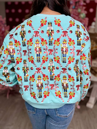 Aqua Gingerbread & Candy Cane Sweatshirt | Queen Of Sparkles