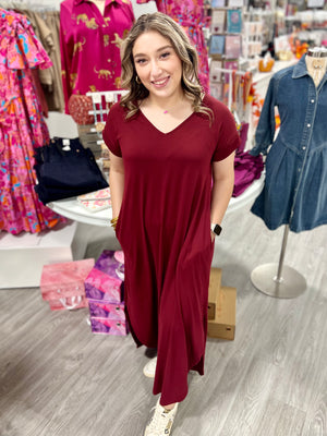 MAROON BASIC MAXI DRESS