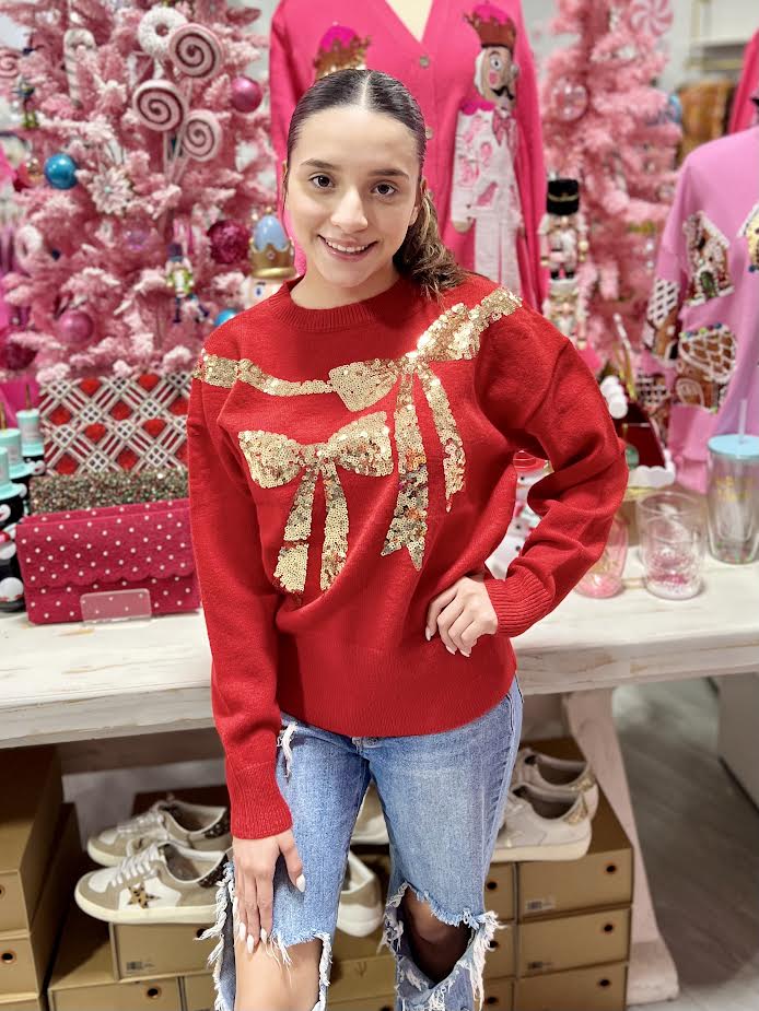 RIBBON SEQUIN SWEATER