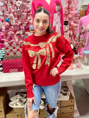 RIBBON SEQUIN SWEATER