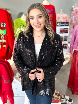 HOLLY BLACK SEQUIN BLAZER