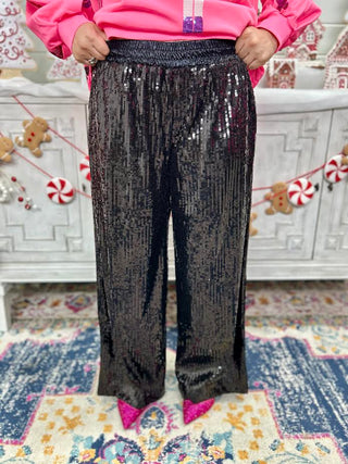 BLACK SEQUIN PANTS