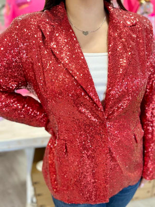 MERRY RED SEQUIN BLAZER