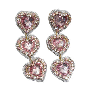 Rosaline Triple Beaded Hearts- light pink