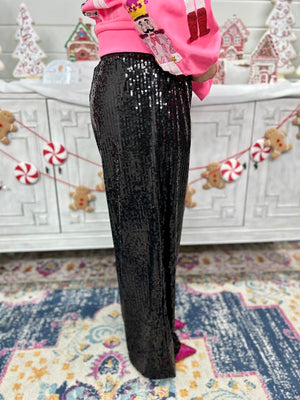 BLACK SEQUIN PANTS