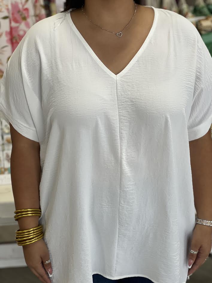 WHITE VNECK BASIC TOP