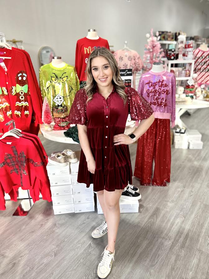 DECK THE HALLS VELVET DRESS