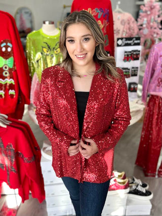 MERRY RED SEQUIN BLAZER