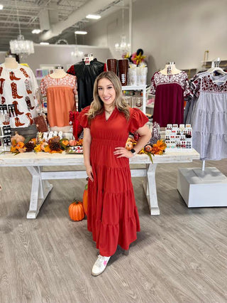 Rust Autumn Maxi Dress
