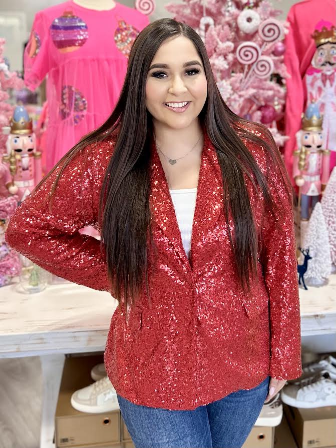 MERRY RED SEQUIN BLAZER