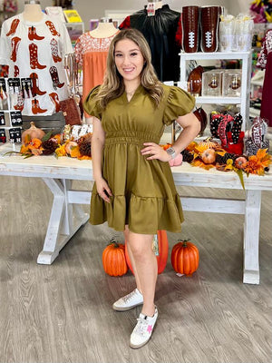 Olive Autumn Dress