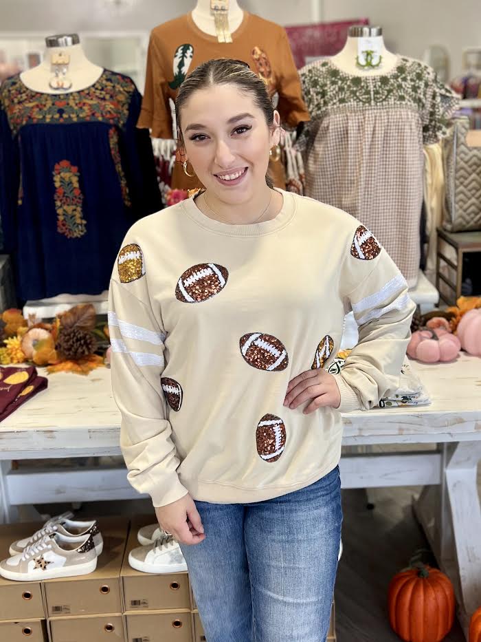 FOOTBALL SEQUIN CREWNECK SWEATSHIRT