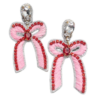 Pink/Red Beaded Bows