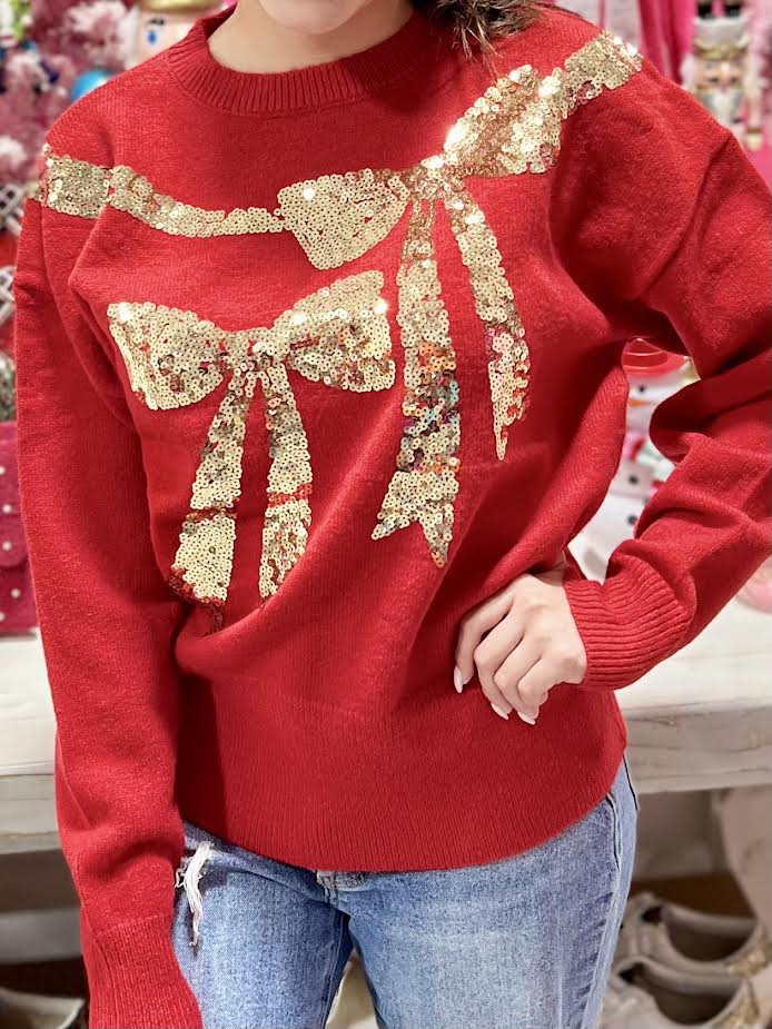 RIBBON SEQUIN SWEATER