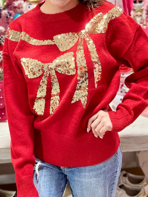 RIBBON SEQUIN SWEATER