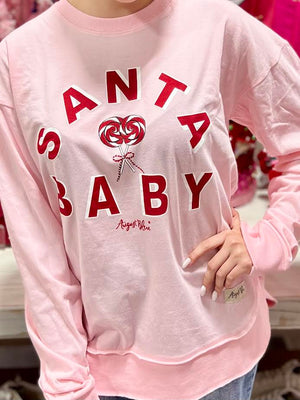 SANTA BABY BUBBLEGUM PINK HIGH LOW LONG SLEEVE