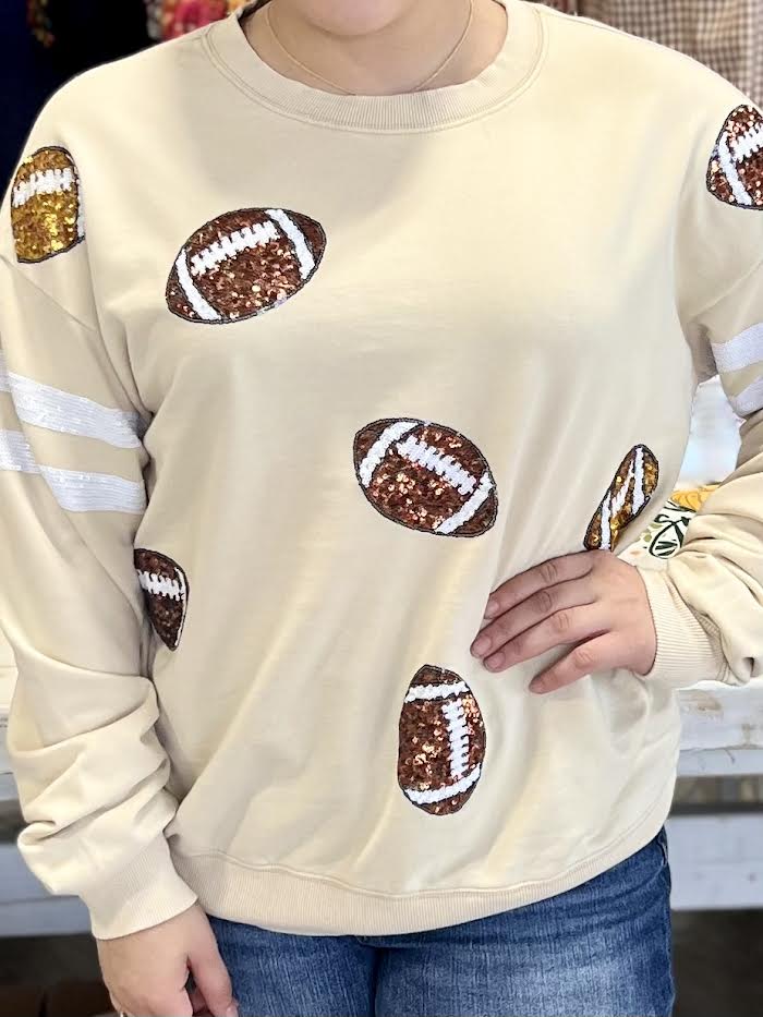 FOOTBALL SEQUIN CREWNECK SWEATSHIRT