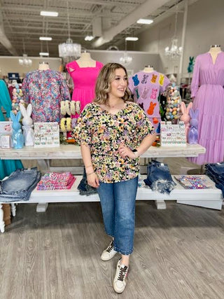 CLAUDIA BLACK FLORAL TOP