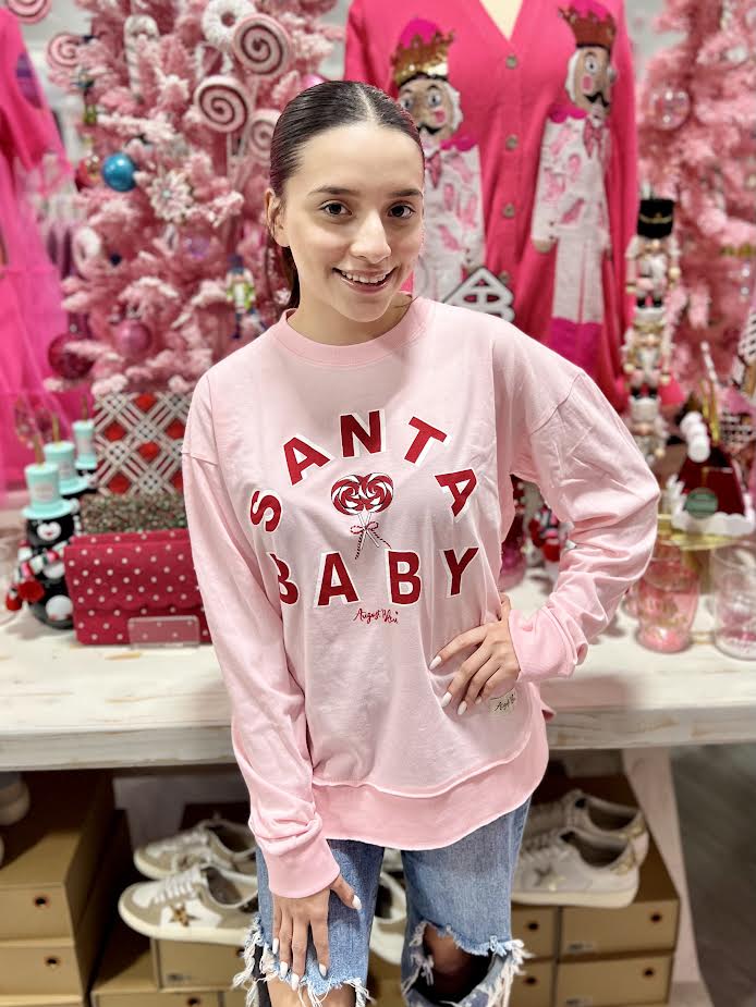 SANTA BABY BUBBLEGUM PINK HIGH LOW LONG SLEEVE