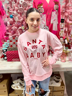 SANTA BABY BUBBLEGUM PINK HIGH LOW LONG SLEEVE