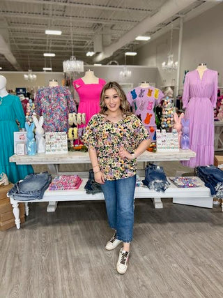 CLAUDIA BLACK FLORAL TOP
