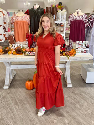 Rust Autumn Maxi Dress