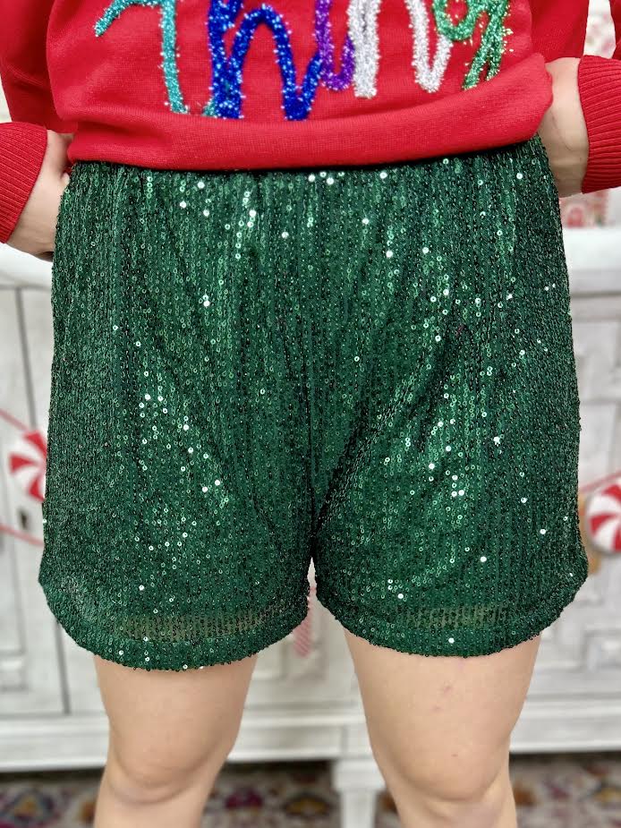 Green sequin shorts hotsell